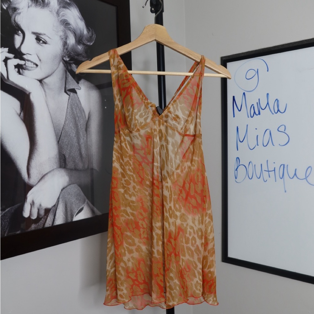 Victoria secret very sexy cheetah print Y2K halter mesh halter cover up top